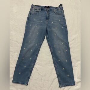 Floral Embroidered Hollister Ultra High Rise Mom Jeans